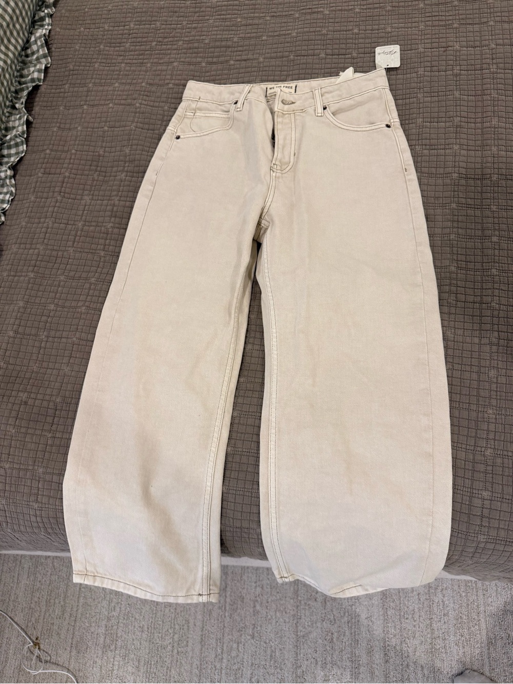 We The Free Cream High-Rise Wide Leg Jeans